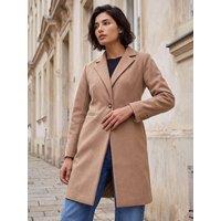 Roman Womens Petite Relaxed Fit Revere Coat - Cream