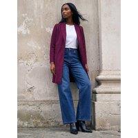 Roman Womens Petite Faux Suede Pocket Jacket - Wine