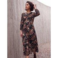 Roman Womens A-Line Cuffed Balloon Sleeve Midi Dress - Rust