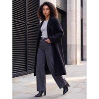 Roman Womens Relaxed Fit Raglan Sleeve Longline Coat - Black