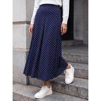 Roman Womens Polka Dot Stretch Midi Skirt - Navy