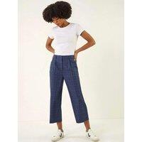 Roman Womens Check Cropped Culottes - Blue