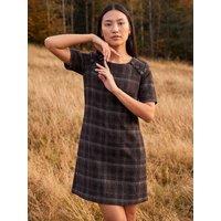 Roman Womens Check Button Detail Dress - Brown