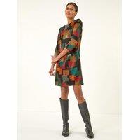 Roman Womens Stretch Shift 3/4 Sleeve Dress - Orange