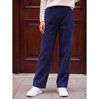 Roman Womens Petite Cord Elasticated Waist Relaxed Fit Trousers - Navy