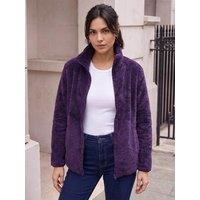 Roman Womens Full Zip High Neck Pocket Fleece Jacket - Purple