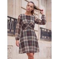 Roman Womens Petite Twist Front Dress - Brown