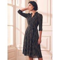 Roman Womens Petite Abstract Shirt Dress - Black