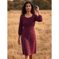Roman Womens Square Neck 3/4 Sleeve Floral Midi Dress - Burgundy