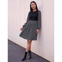 Roman Womens Vest Detail Fit And Flare Day Dress - Black