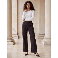 Roman Womens Petite Animal Print Stretch Trousers - Brown