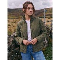 Roman Womens Petite Lightly Padded Standing Collar Jacket - Green