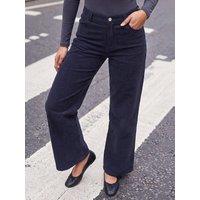 Roman Womens Petite Wide Leg Baby Corduroy Trousers - Grey