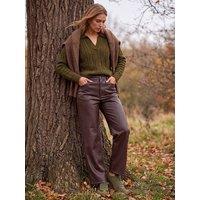 Roman Womens Faux Leather Straight Leg Jeans - Chocolate