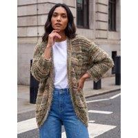 Roman Womens Fluffy Soft Stretch Longline Cardigan - Green