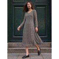 Roman Womens Geo Print Mesh Midi Dress - Black