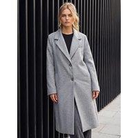 Roman Womens Single Breasted Fully Lined Longline Coat - Grey