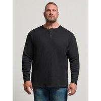 Badrhino Mens Big & Tall Henley Long Sleeve T-Shirt - Black