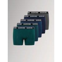 Badrhino Mens 5 Pack Cotton-Rich Stretch Boxer Shorts - Black