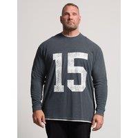 Badrhino Mens Extra Long Acid Wash Print Long Sleeve T-Shirt - Black
