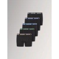 Badrhino Mens 5 Pack Cotton-Rich Stretch Waistband Boxer Shorts - Black