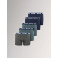 Badrhino Mens 5 Pack Cotton-Rich Stretch Boxer Shorts - Blue