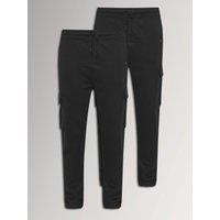 Badrhino Mens 2 Pack Cargo Drawstring Waist Joggers - Black