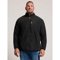 Badrhino Mens Big & Tall Full Zip Funnel Neck Micro Fleece Jacket - Black