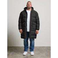 Badrhino Mens Longline Hooded Padded Jacket - Black