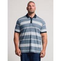 Badrhino Mens Striped Short Sleeve Polo Shirt - Blue