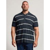 Badrhino Mens Big & Tall Stripe Short Sleeve Polo Shirt - Blue
