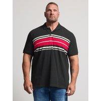 Badrhino Mens Big & Tall Stripe Chest Short Sleeve Polo Shirt - Black