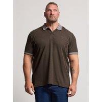 Badrhino Mens Waffle Contrast Collar Polo Shirt - Brown