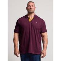 Badrhino Mens Contrast Placket Cotton Polo Shirt - Red