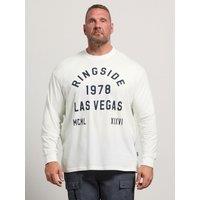 Badrhino Mens Long Sleeve Graphic Las Vegas T-Shirt - White