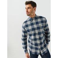 Lacoste Mens Large Check Cotton Flannel Shirt - Navy