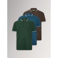 Badrhino Mens 3 Pack Tipped Cotton Polo Shirts - Green