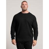 Badrhino Mens Waffle Knit Crew Neck Jumper - Black