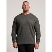 Badrhino Badrhino Waffle Crew Neck Knitted Jumper - Grey