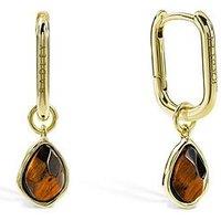 Radley 18Ct Gold Plated Tigers Eye Drop Hoop Earrings