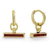 Radley 18Ct Gold Plated Dark Cherry Bar Hoop Earrings