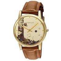 Radley Ladies Floral Forrest Gold Plated Cognac Leather Strap Watch