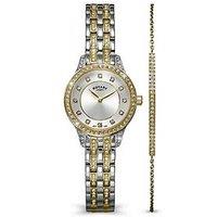 Rotary Ladies Two Tone Stainless Steel Watch & Stone Set Bracelet Set