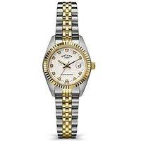 Rotary Ladies Cocktail Stone Set Dial Two Tone Plated Stainless Steel Bracelet Watch
