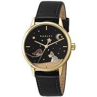 Radley Ladies Starry Night Gold Plated Black Leather Strap Watch