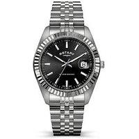 Rotary Rotary Men'S Black Dial Stainless Steel Bracelet Watch