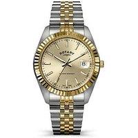 Rotary Rotary Men'S Champagne Dial Two Tone Stainless Steel Bracelet Watch