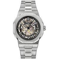 Rotary Rotary Men'S Regent Skeleton Automatic Ss Bracelet Black Dial 100M