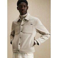 River Island Mens Faux Suede Western Popper Front Jacket - Grey
