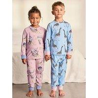 Chelsea Peers Kids Two Pack & Cotton Giraffe Cloudhopper / Giraffe Print Long Pyjama Set